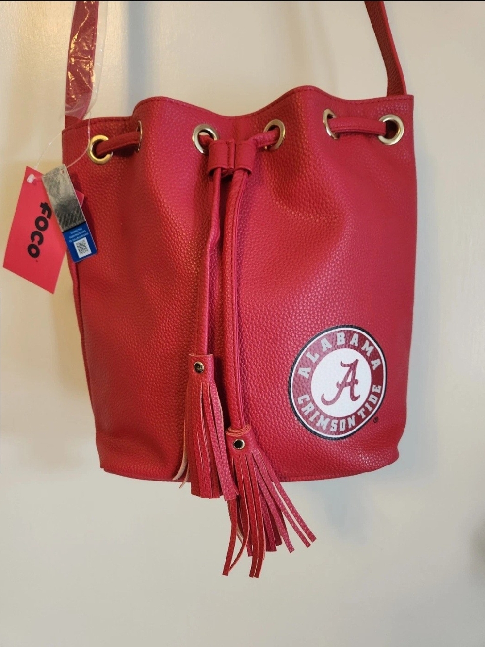 Alabama Crimson Tide Red Tassel Drawstring Bucket Bag